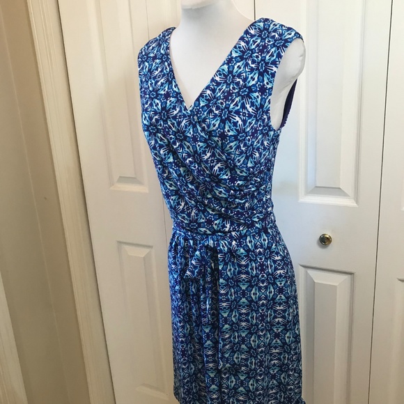 Coldwater Creek Indigo Abstract Floral Dress sz 4 - Picture 5 of 8